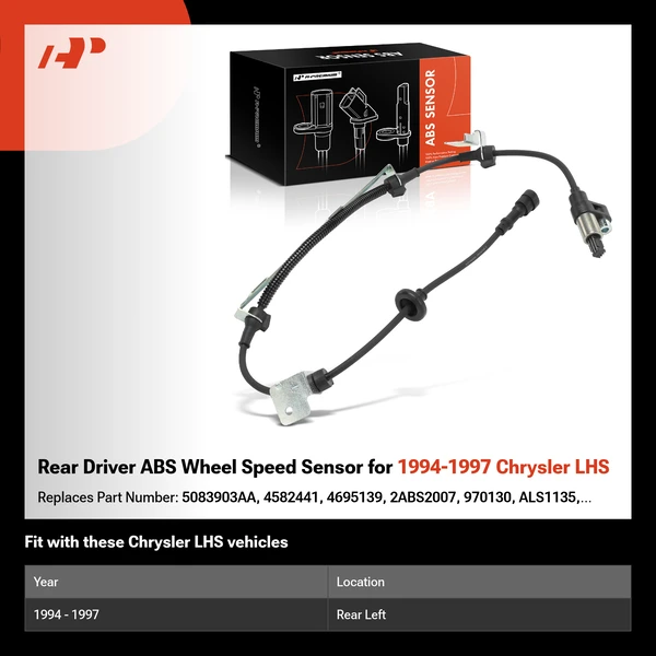 Rear Driver ABS Wheel Speed Sensor for 1994-1997 Chrysler LHS