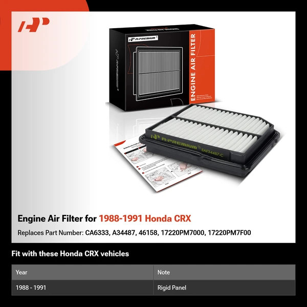 Engine Air Filter for 1988-1991 Honda CRX