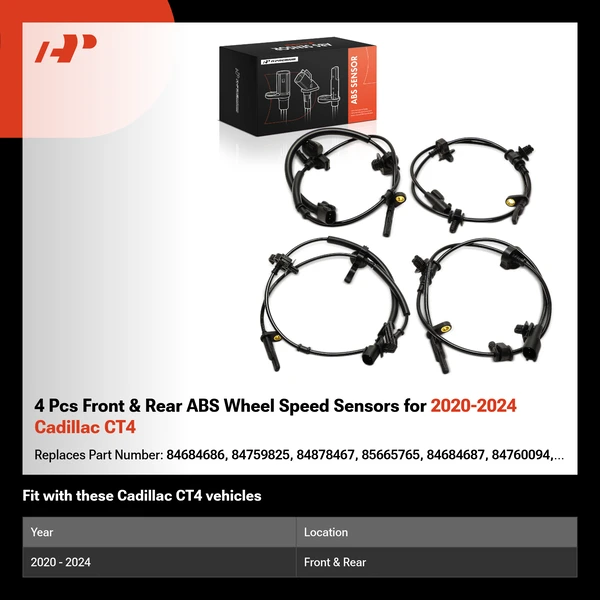 4 Pcs Front & Rear ABS Wheel Speed Sensors for 2020-2024 Cadillac CT4