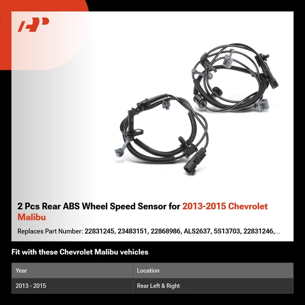 2 Pcs Rear ABS Wheel Speed Sensor for 2013-2015 Chevrolet Malibu