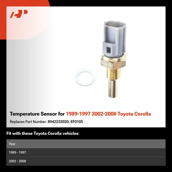 Temperature Sensor for 1989-1997 2002-2008 Toyota Corolla