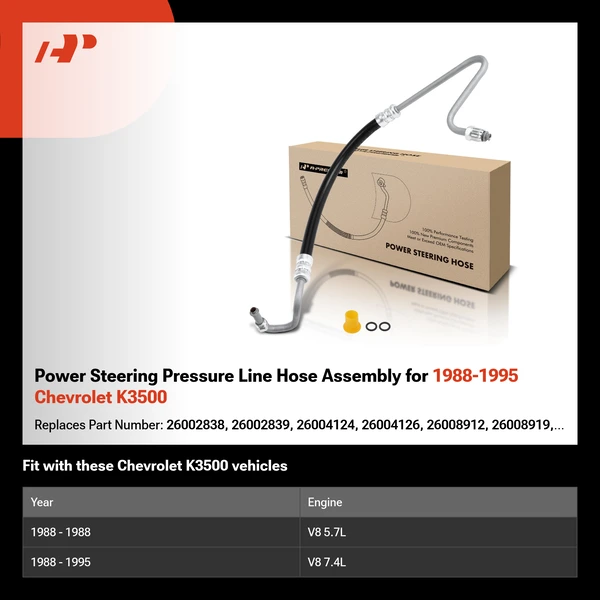 Power Steering Pressure Line Hose Assembly for 1988-1995 Chevrolet K3500