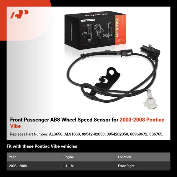 Front Passenger ABS Wheel Speed Sensor for 2003-2008 Pontiac Vibe