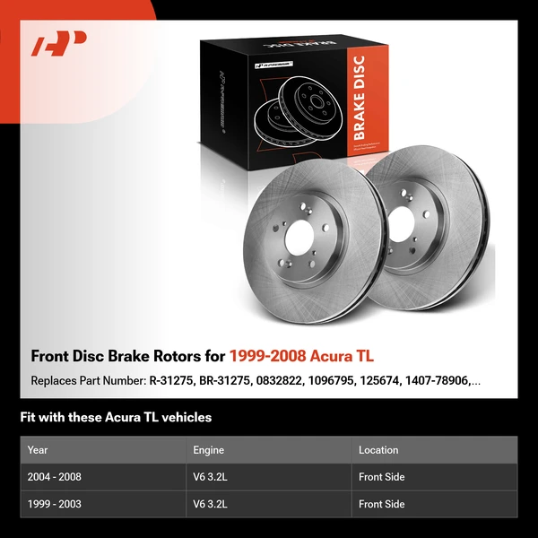 Front Disc Brake Rotors for 1999-2008 Acura TL