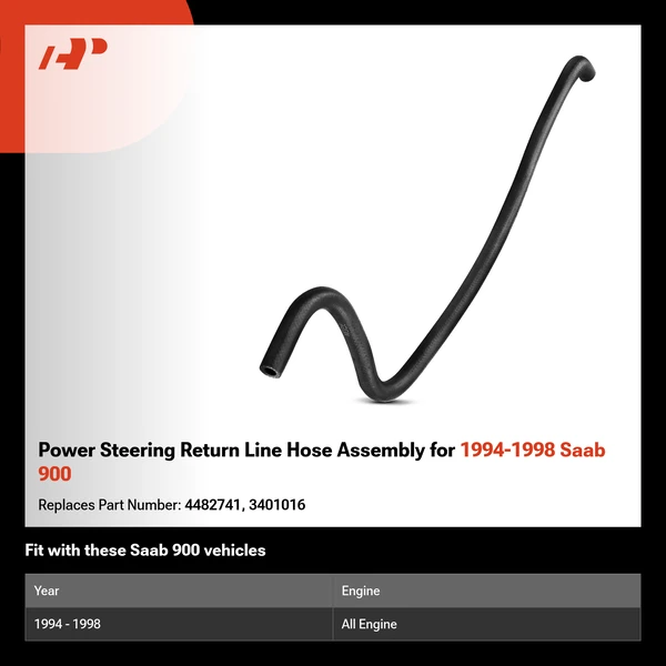 Power Steering Return Line Hose Assembly for 1994-1998 Saab 900