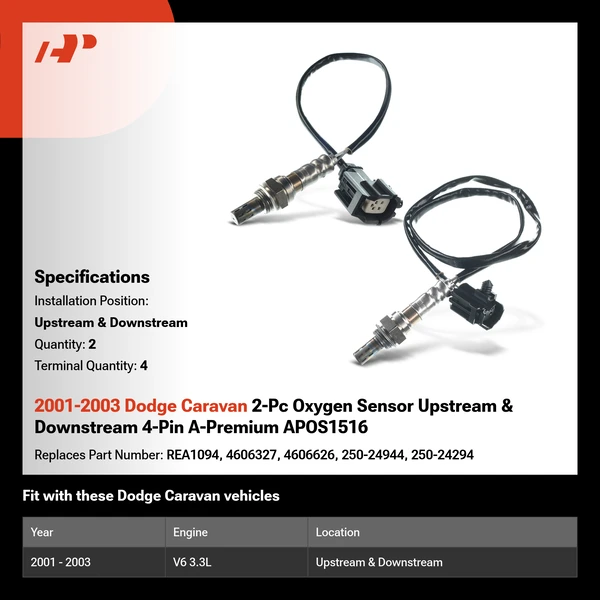 2001-2003 Dodge Caravan 2-Pc Oxygen Sensor Upstream & Downstream 4-Pin A-Premium APOS1516