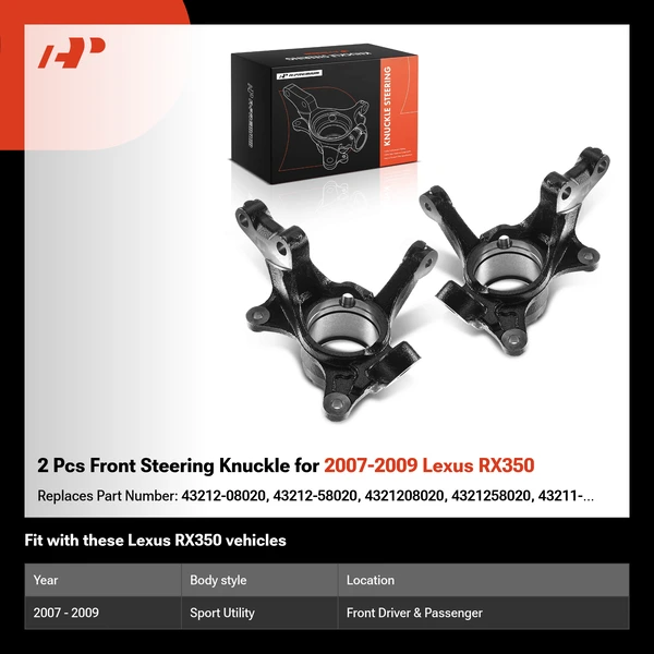 2 Pcs Front Steering Knuckle for 2007-2009 Lexus RX350