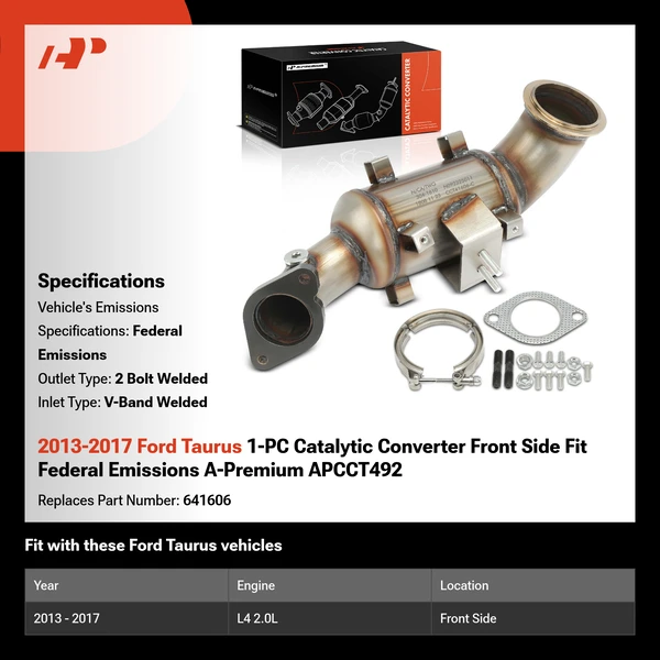 2013-2017 Ford Taurus 1-PC Catalytic Converter Front Side Fit Federal Emissions A-Premium APCCT492