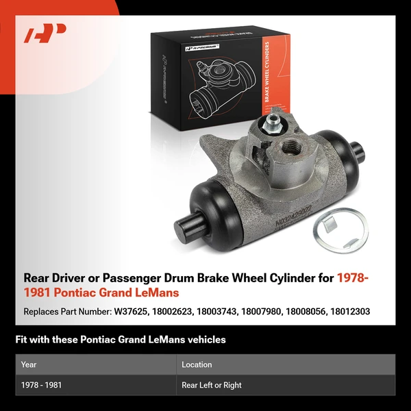 Rear Driver or Passenger Drum Brake Wheel Cylinder for 1978-1981 Pontiac Grand LeMans