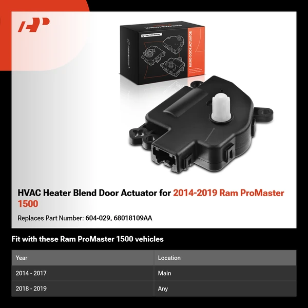 HVAC Heater Blend Door Actuator for 2014-2019 Ram ProMaster 1500