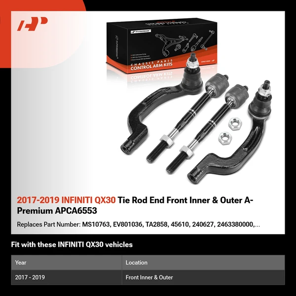 2017-2019 INFINITI QX30 Tie Rod End Front Inner & Outer A-Premium APCA6553