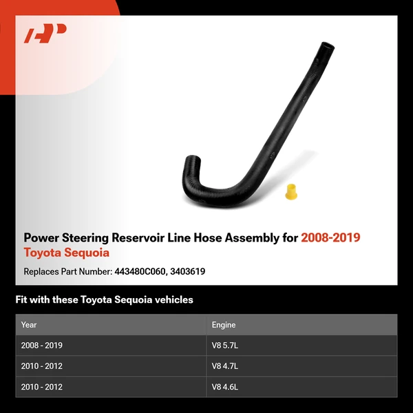 Power Steering Reservoir Line Hose Assembly for 2008-2019 Toyota Sequoia