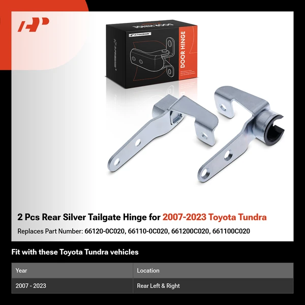 2 Pcs Rear Silver Tailgate Hinge for 2007-2023 Toyota Tundra