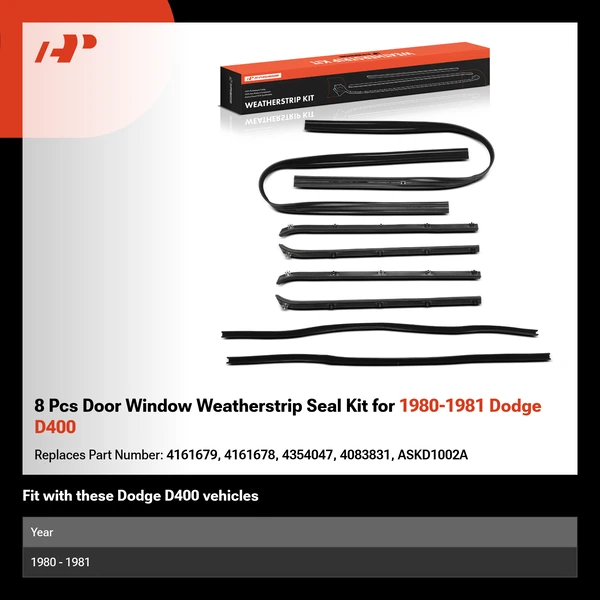 8 Pcs Door Window Weatherstrip Seal Kit for 1980-1981 Dodge D400