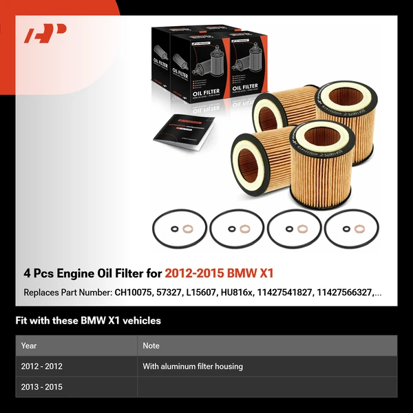 4 Pcs Engine Oil Filter for 2012-2015 BMW X1
