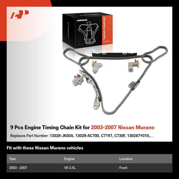 9 Pcs Engine Timing Chain Kit for 2003-2007 Nissan Murano