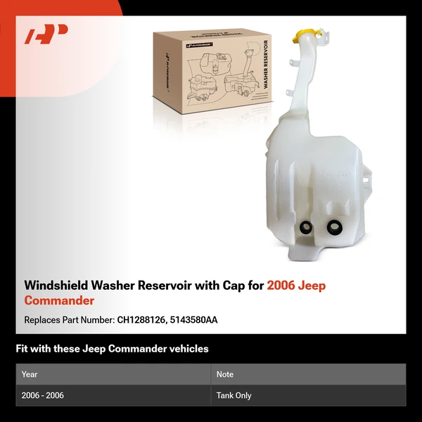 Windshield Washer Reservoir with Cap for 2006 Jeep Commander