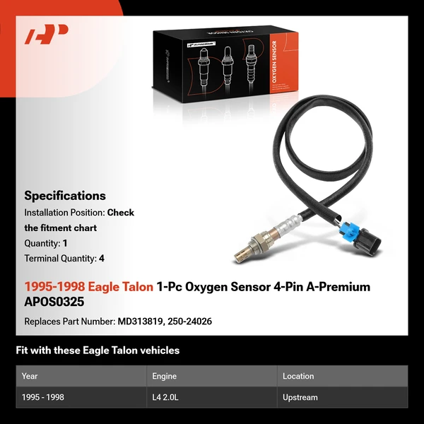 1995-1998 Eagle Talon 1-Pc Oxygen Sensor 4-Pin A-Premium APOS0325