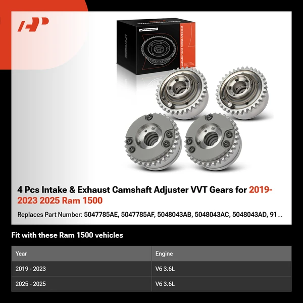 4 Pcs Intake & Exhaust Camshaft Adjuster VVT Gears for 2019-2023 2025 Ram 1500