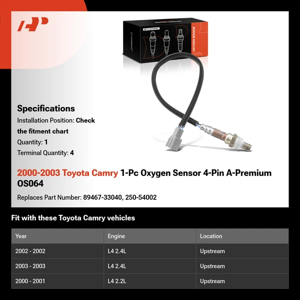 2000-2003 Toyota Camry 1-Pc Oxygen Sensor 4-Pin A-Premium OS064