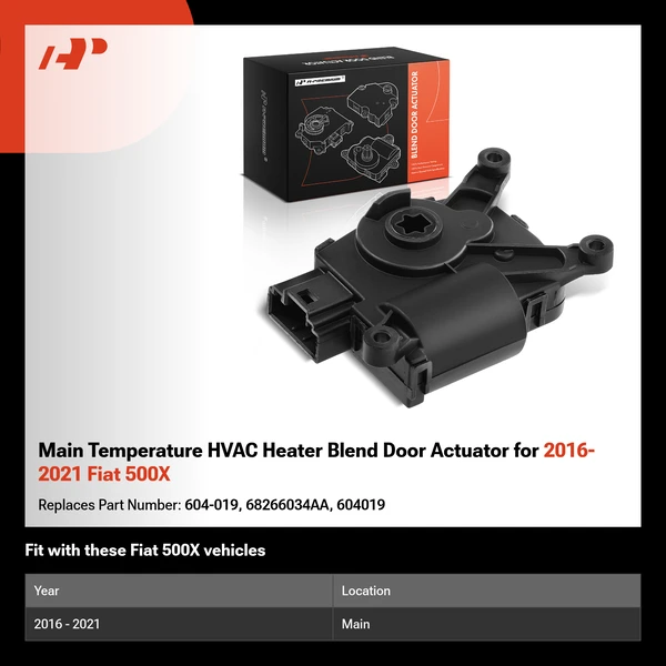 Main Temperature HVAC Heater Blend Door Actuator for 2016-2021 Fiat 500X