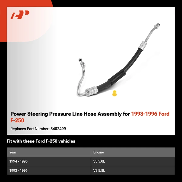 Power Steering Pressure Line Hose Assembly for 1993-1996 Ford F-250