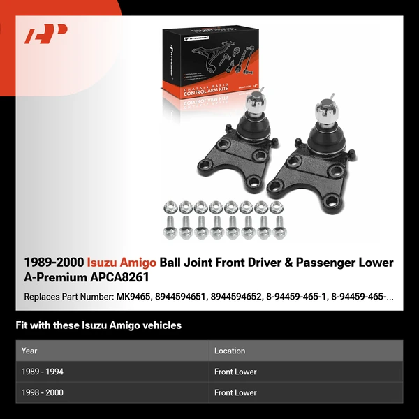 1989-2000 Isuzu Amigo Ball Joint Front Driver & Passenger Lower A-Premium APCA8261