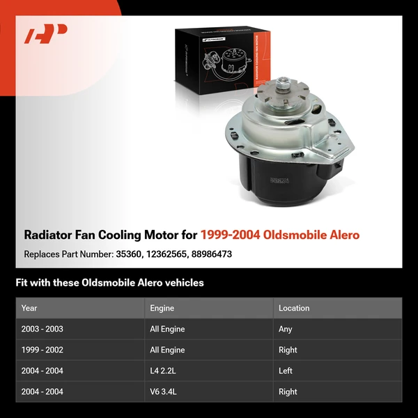 Radiator Fan Cooling Motor for 1999-2004 Oldsmobile Alero