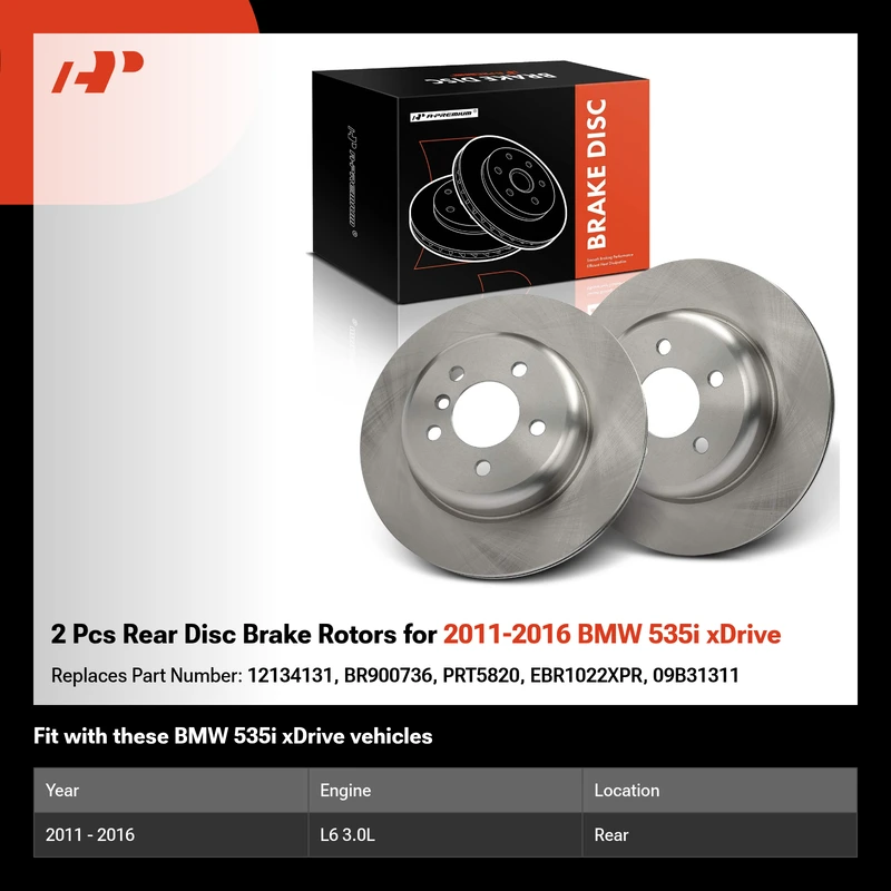 2 Pcs Rear Disc Brake Rotors for 2011-2016 BMW 535i xDrive