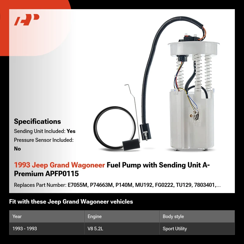 1993 Jeep Grand Wagoneer Fuel Pump with Sending Unit A-Premium APFP0115