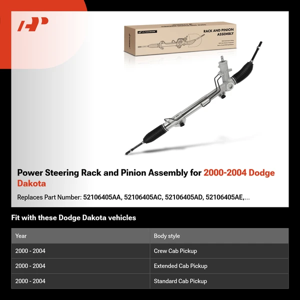 Power Steering Rack and Pinion Assembly for 2000-2004 Dodge Dakota
