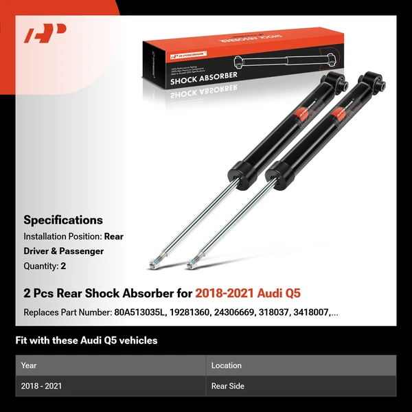 2018-2021 Audi Q5 2-Pc Shock Absorber Rear Driver & Passenger A-Premium APSA2391