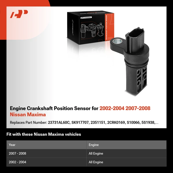 Engine Crankshaft Position Sensor for 2002-2004 2007-2008 Nissan Maxima
