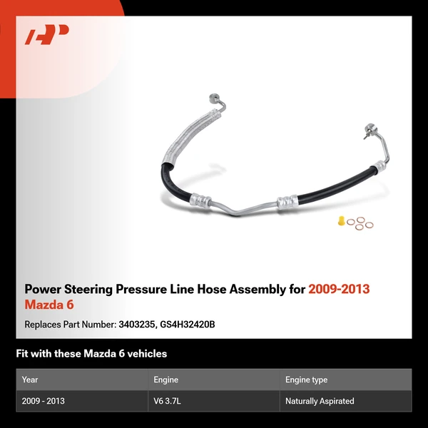 Power Steering Pressure Line Hose Assembly for 2009-2013 Mazda 6