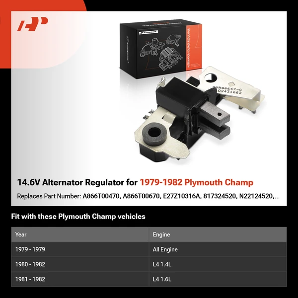 14.6V Alternator Regulator for 1979-1982 Plymouth Champ