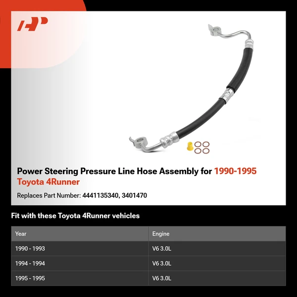 Power Steering Pressure Line Hose Assembly for 1990-1995 Toyota 4Runner
