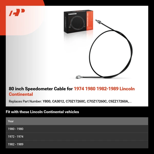 80 inch Speedometer Cable for 1974 1980 1982-1989 Lincoln Continental