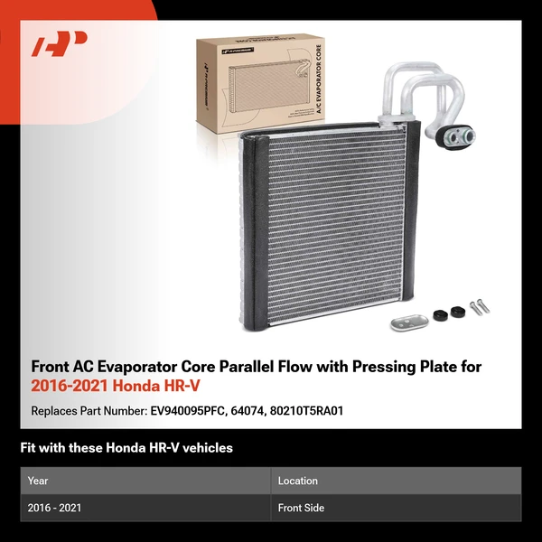 Front AC Evaporator Core Parallel Flow with Pressing Plate for 2016-2021 Honda HR-V