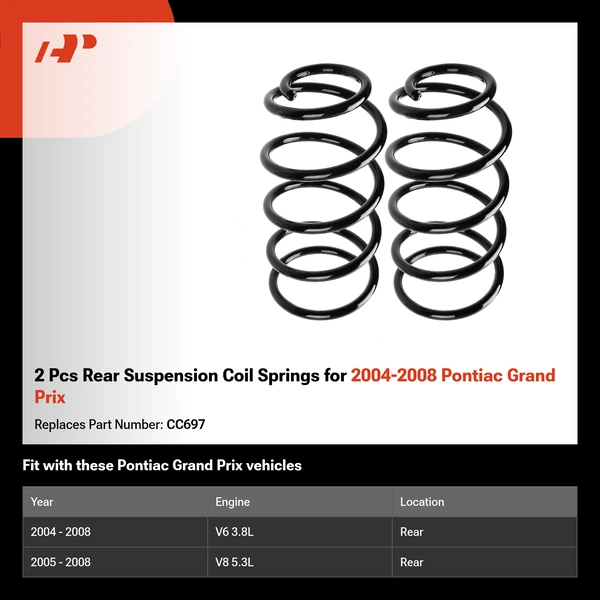 2 Pcs Rear Suspension Coil Springs for 2004-2008 Pontiac Grand Prix
