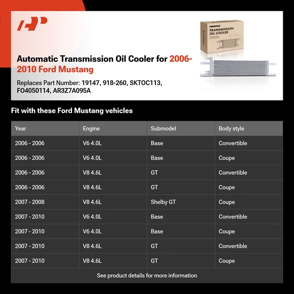 Automatic Transmission Oil Cooler for 2006-2010 Ford Mustang