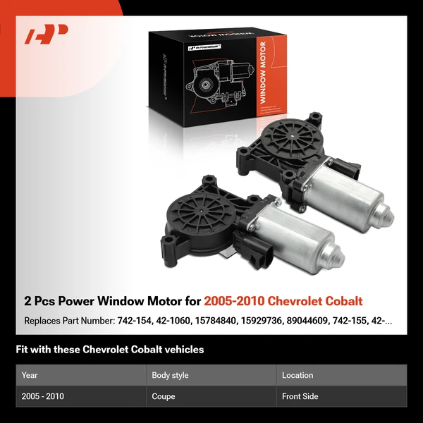 2 Pcs Power Window Motor for 2005-2010 Chevrolet Cobalt
