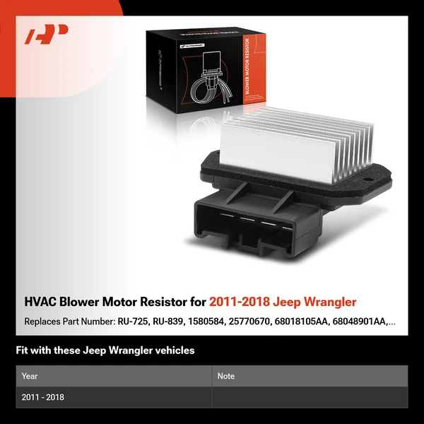 HVAC Blower Motor Resistor for 2011-2018 Jeep Wrangler