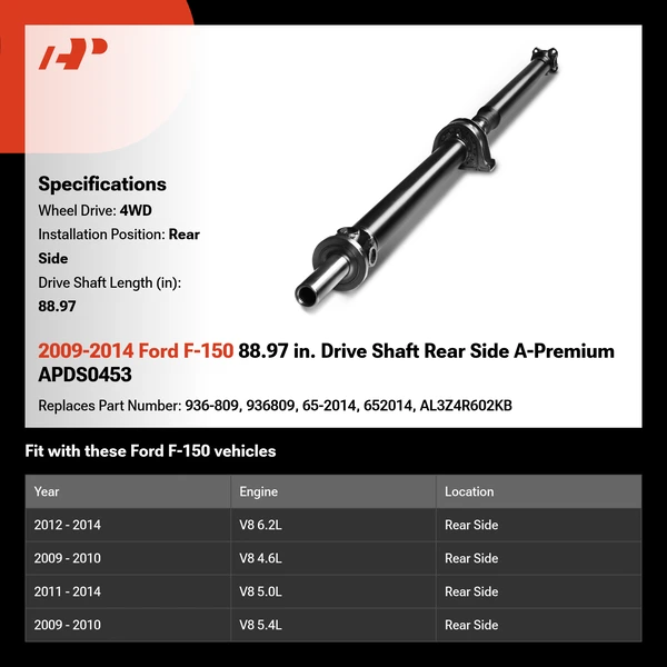 2009-2014 Ford F-150 88.97 in. Drive Shaft Rear Side A-Premium APDS0453
