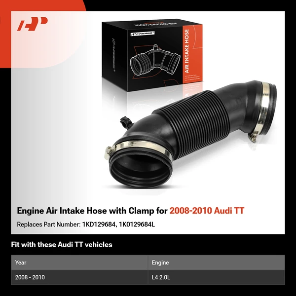 Engine Air Intake Hose with Clamp for 2008-2010 Audi TT