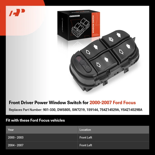 Front Driver Power Window Switch for 2000-2007 Ford Focus