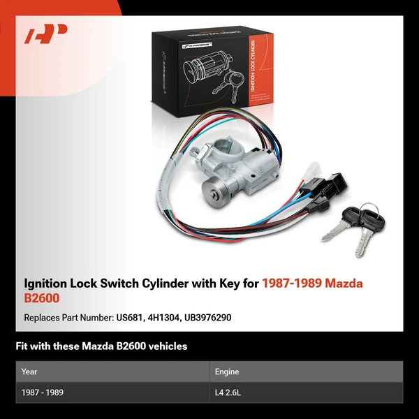 Ignition Lock Switch Cylinder with Key for 1987-1989 Mazda B2600