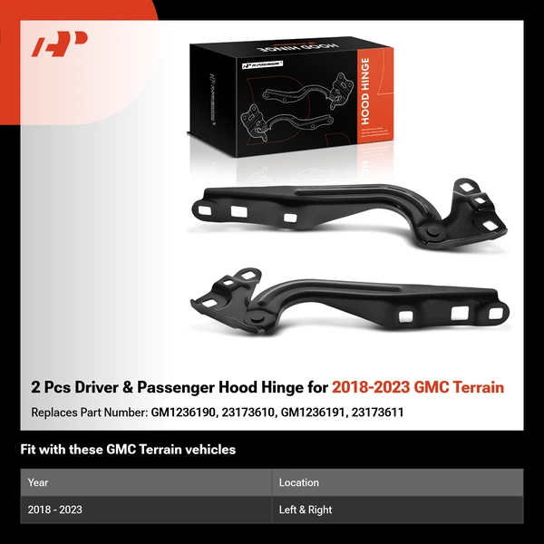 2 Pcs Driver & Passenger Hood Hinge for 2018-2023 GMC Terrain