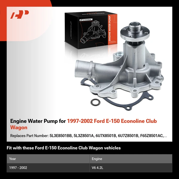 Engine Water Pump for 1997-2002 Ford E-150 Econoline Club Wagon