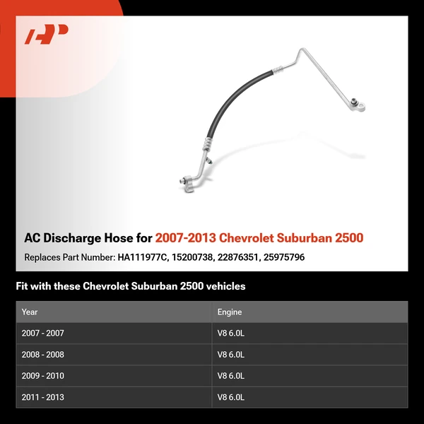 AC Discharge Hose for 2007-2013 Chevrolet Suburban 2500