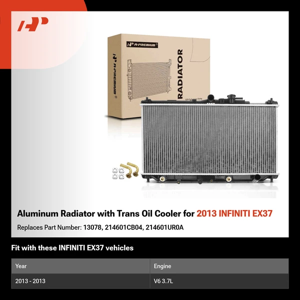 Aluminum Radiator with Trans Oil Cooler for 2013 INFINITI EX37